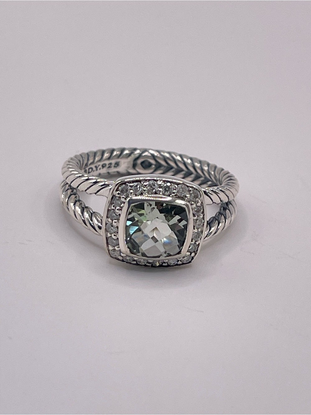 David Yurman Petite Albion Ring with Prasiolite and Diamonds - Picture 9 of 9